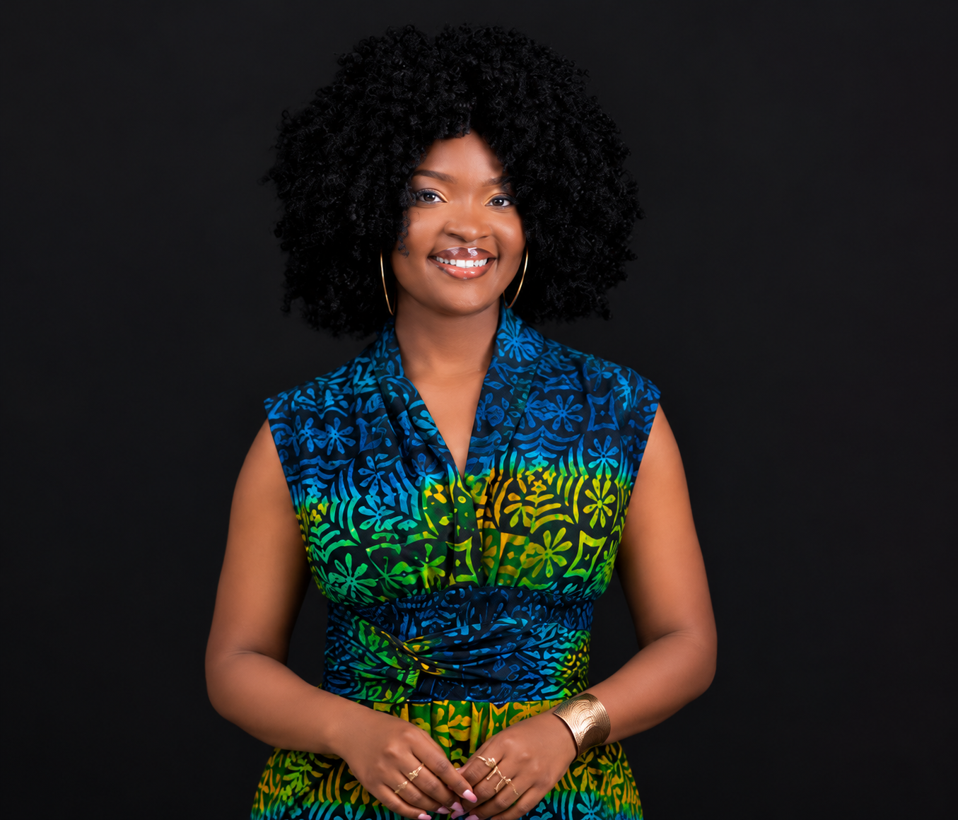 Vibrant Afro Print Studio Portrait